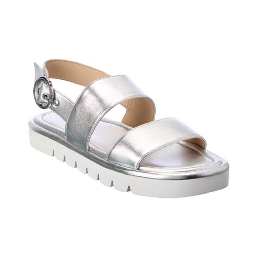 STUART WEITZMAN Silver Elodie Leather Sandal size… - image 2